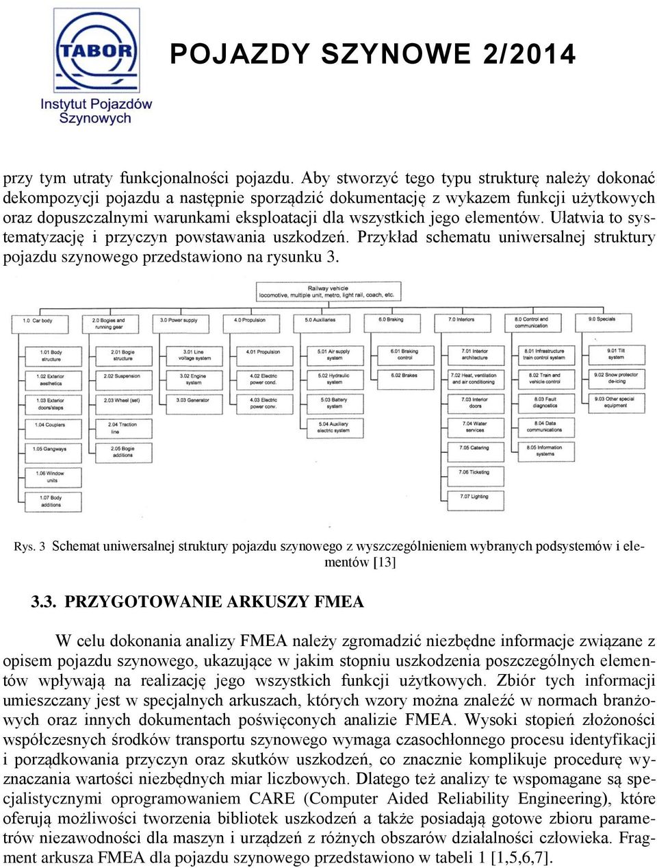Ułatwa to systematyzację przyczyn powstawana uszkodzeń. Przykład schematu unwersalnej struktury pojazdu szynowego przedstawono na rysunku 3. Rys.