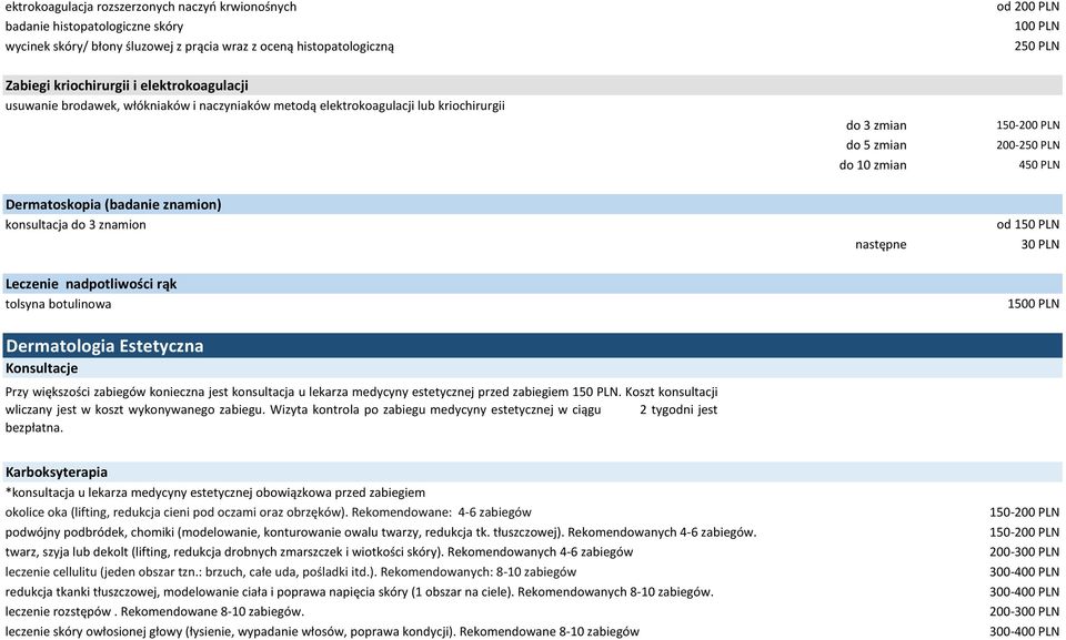 konsultacja do 3 znamion następne od 150 PLN 30 PLN Leczenie nadpotliwości rąk tolsyna botulinowa Dermatologia Estetyczna Konsultacje Przy większości ów konieczna jest konsultacja u lekarza medycyny