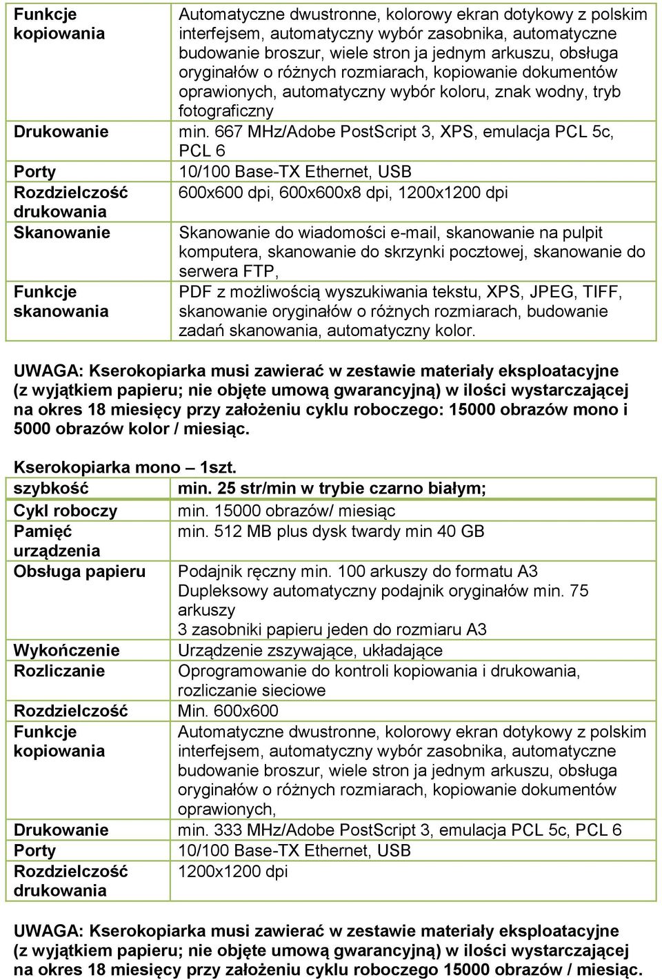 667 MHz/Adobe PostScript 3, XPS, emulacja PCL 5c, PCL 6 Porty 10/100 Base-TX Ethernet, USB Rozdzielczość 600x600 dpi, 600x600x8 dpi, 1200x1200 dpi drukowania Skanowanie Funkcje skanowania Skanowanie