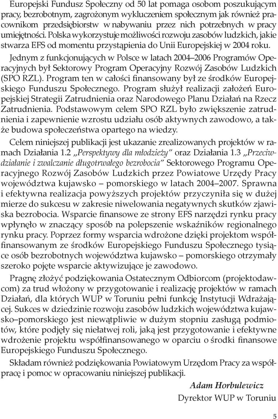 Jednym z funkcjonujących w Polsce w latach 2004 2006 Programów Operacyjnych był Sektorowy Program Operacyjny Rozwój Zasobów Ludzkich (SPO RZL).