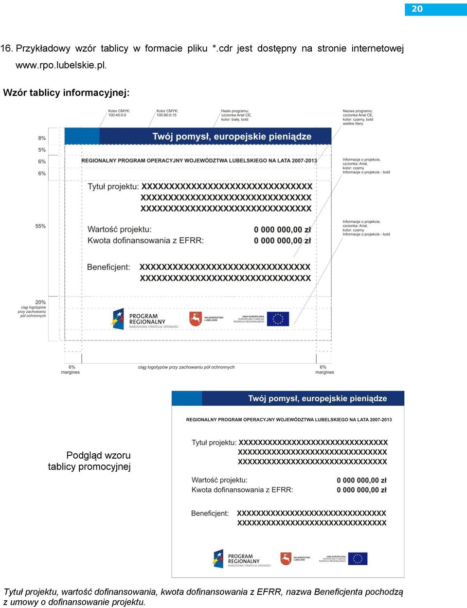 Wzór tablicy informacyjnej: Podgląd wzoru tablicy promocyjnej Tytuł