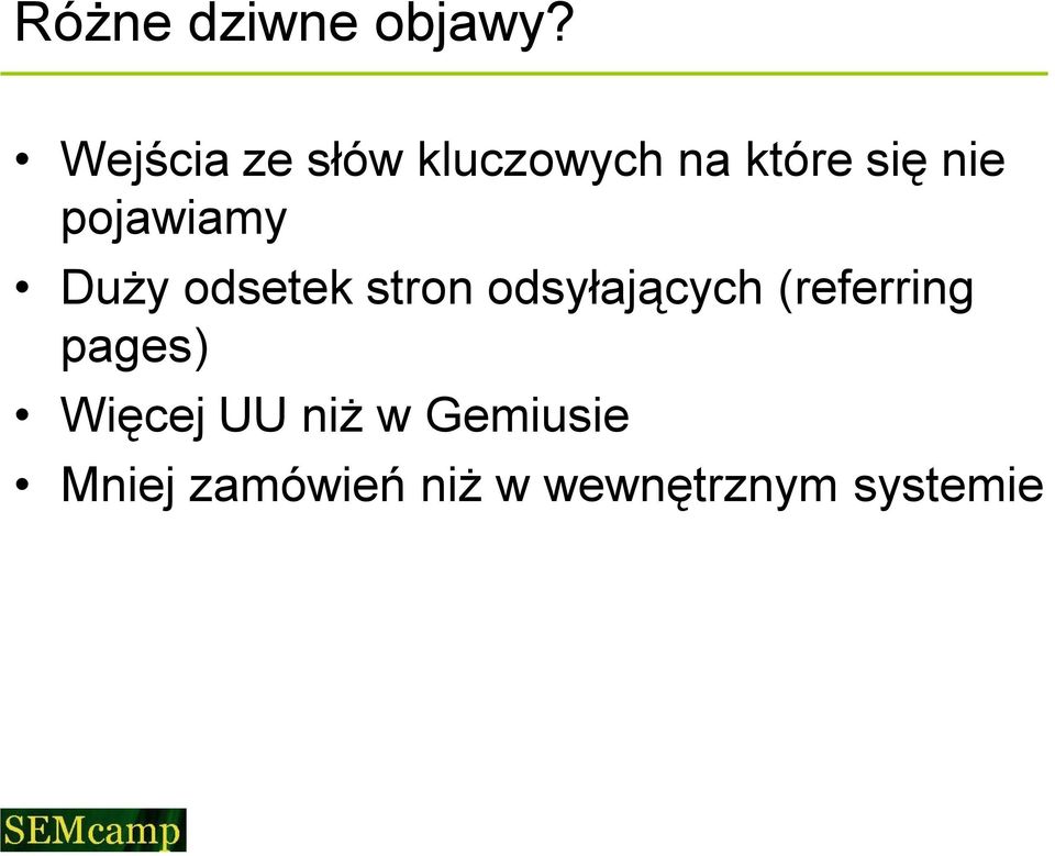 pojawiamy Duży odsetek stron odsyłających