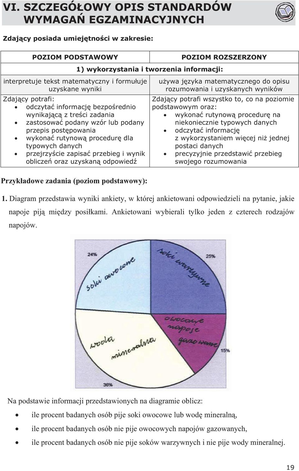 uzyskan odpowied Przykadowe zadania (poziom podstawowy): 1) wykorzystania i tworzenia informacji: POZIOM ROZSZERZONY uywa jzyka matematycznego do opisu rozumowania i uzyskanych wyników Zdajcy potrafi