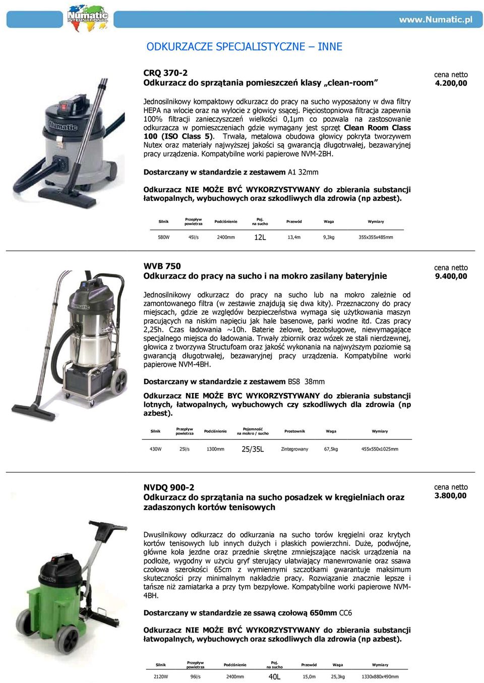 Pięciostopniowa filtracja zapewnia 100% filtracji zanieczyszczeń wielkości 0,1µm co pozwala na zastosowanie odkurzacza w pomieszczeniach gdzie wymagany jest sprzęt Clean Room Class 100 (ISO Class 5).