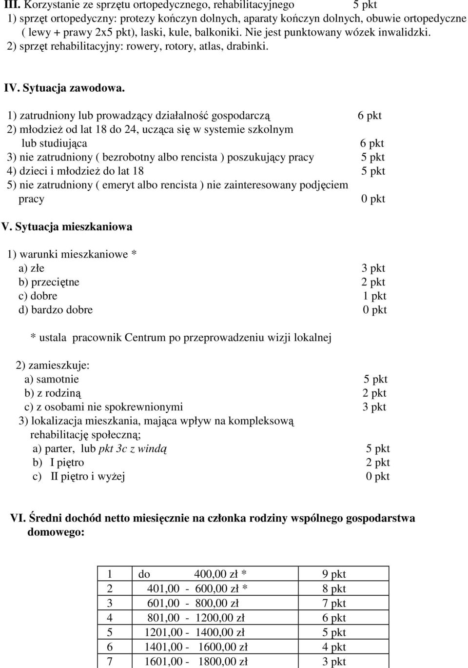 1) zatrudniony lub prowadzący działalność gospodarczą 6 pkt 2) młodzieŝ od lat 18 do 24, ucząca się w systemie szkolnym lub studiująca 6 pkt 3) nie zatrudniony ( bezrobotny albo rencista )