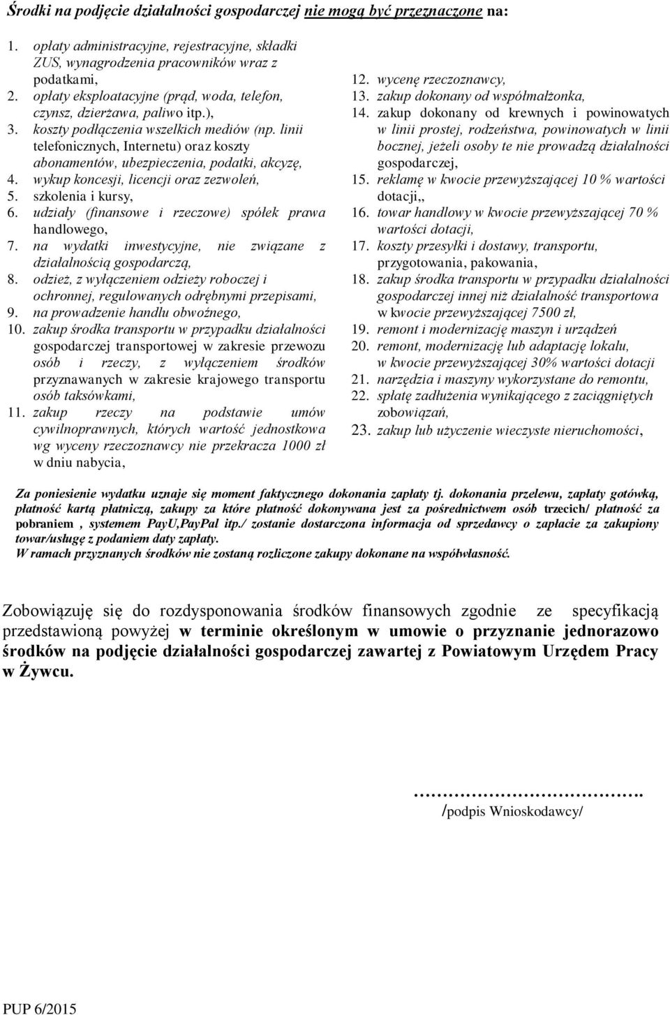 linii telefonicznych, Internetu) oraz koszty abonamentów, ubezpieczenia, podatki, akcyzę, 4. wykup koncesji, licencji oraz zezwoleń, 5. szkolenia i kursy, 6.