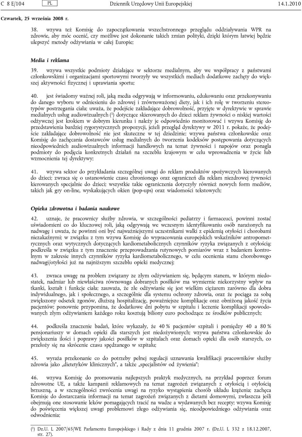 metody odżywiania w całej Europie; Media i reklama 39.