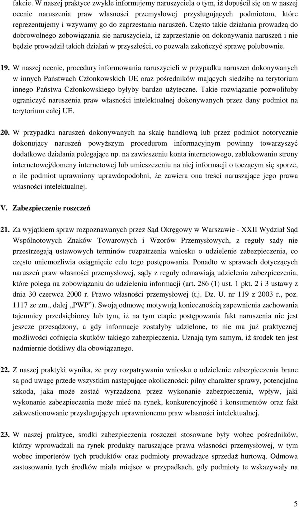 zaprzestania naruszeń.