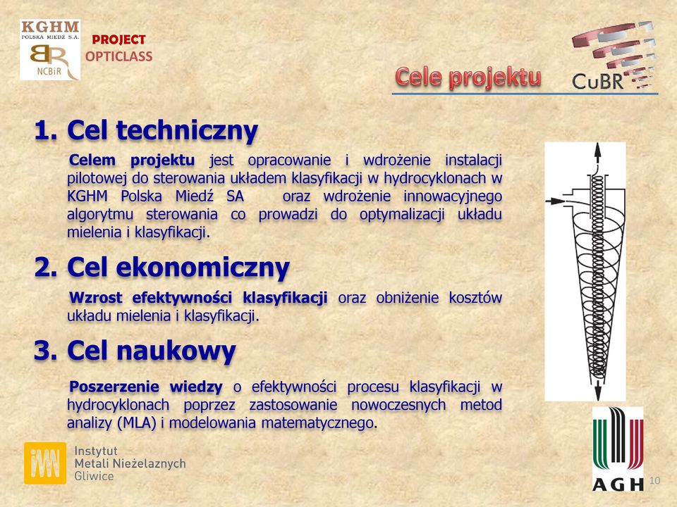 Polska Miedź SA oraz wdrożenie innowacyjnego algorytmu sterowania co prowadzi do optymalizacji układu mielenia i klasyfikacji. 2.