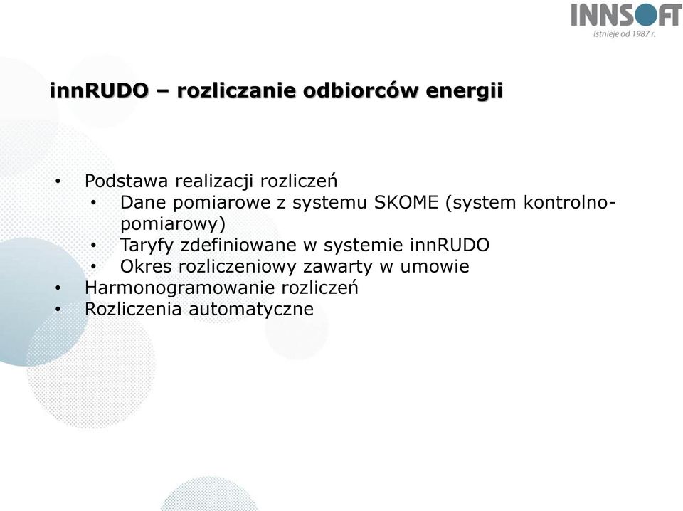 kontrolnopomiarowy) Taryfy zdefiniowane w systemie innrudo