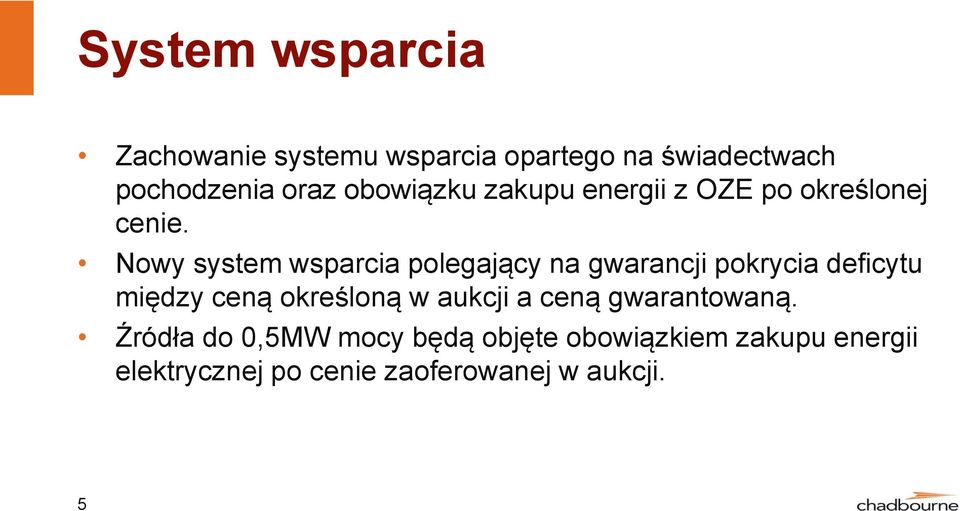 Nowy system wsparcia polegający na gwarancji pokrycia deficytu między ceną określoną w