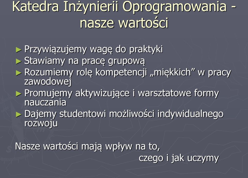 zawodowej Promujemy aktywizujące i warsztatowe formy nauczania Dajemy