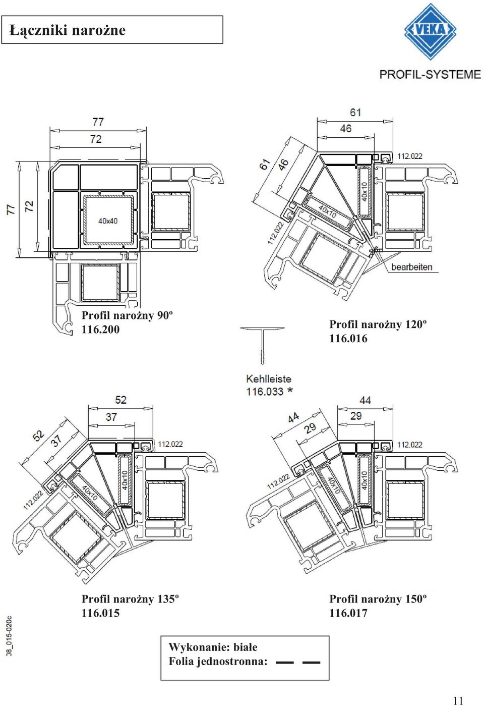 016 Profil narożny 135º 116.