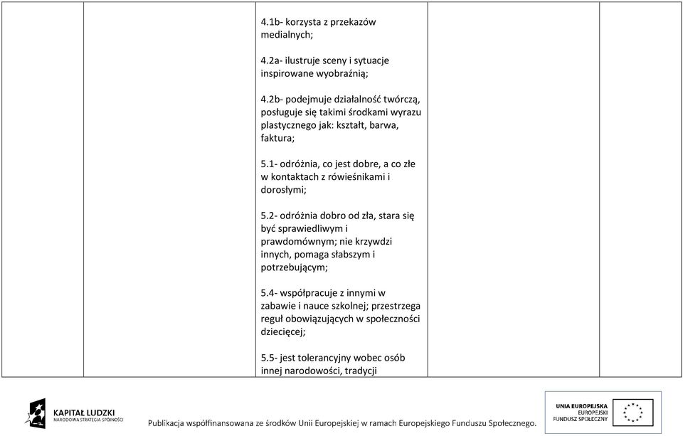 1- odróżnia, co jest dobre, a co złe w kontaktach z rówieśnikami i dorosłymi; 5.