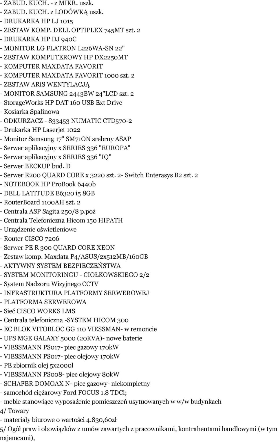 2 - ZESTAW ARiS WENTYLACJĄ - MONITOR SAMSUNG 2443BW 24"LCD szt.