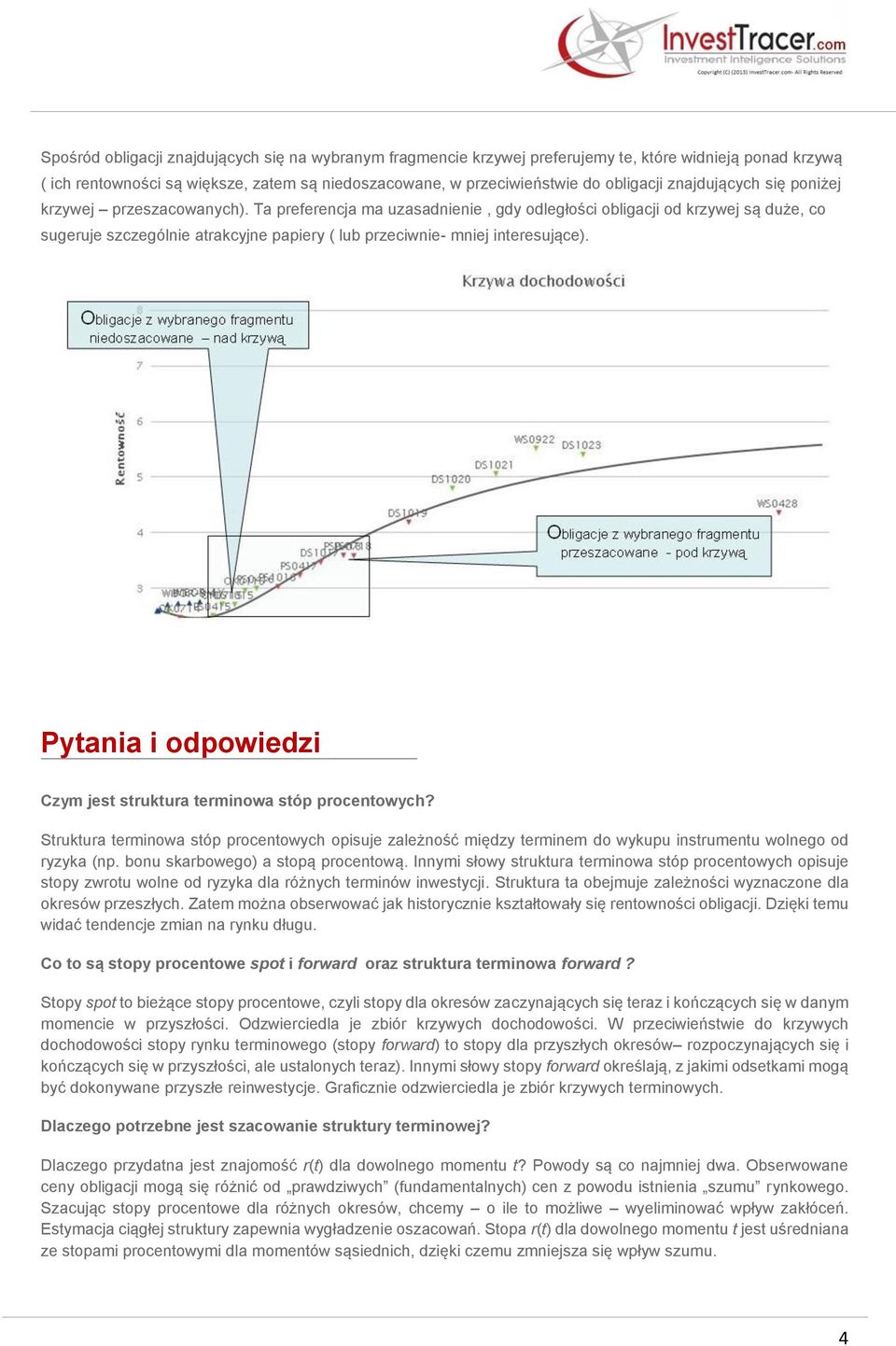 Ta preferencja ma uzasadnienie, gdy odległości obligacji od krzywej są duże, co sugeruje szczególnie atrakcyjne papiery ( lub przeciwnie- mniej interesujące).