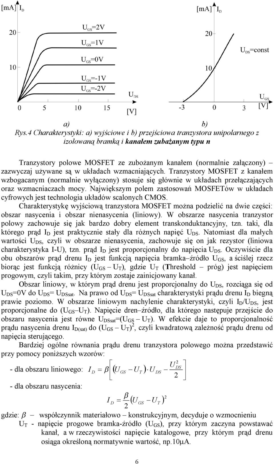 używane są w układach wzmacniających. Tranzystory MOSFET z kanałem wzbogacanym (normalnie wyłączony) stosuje się głównie w układach przełączających oraz wzmacniaczach mocy.