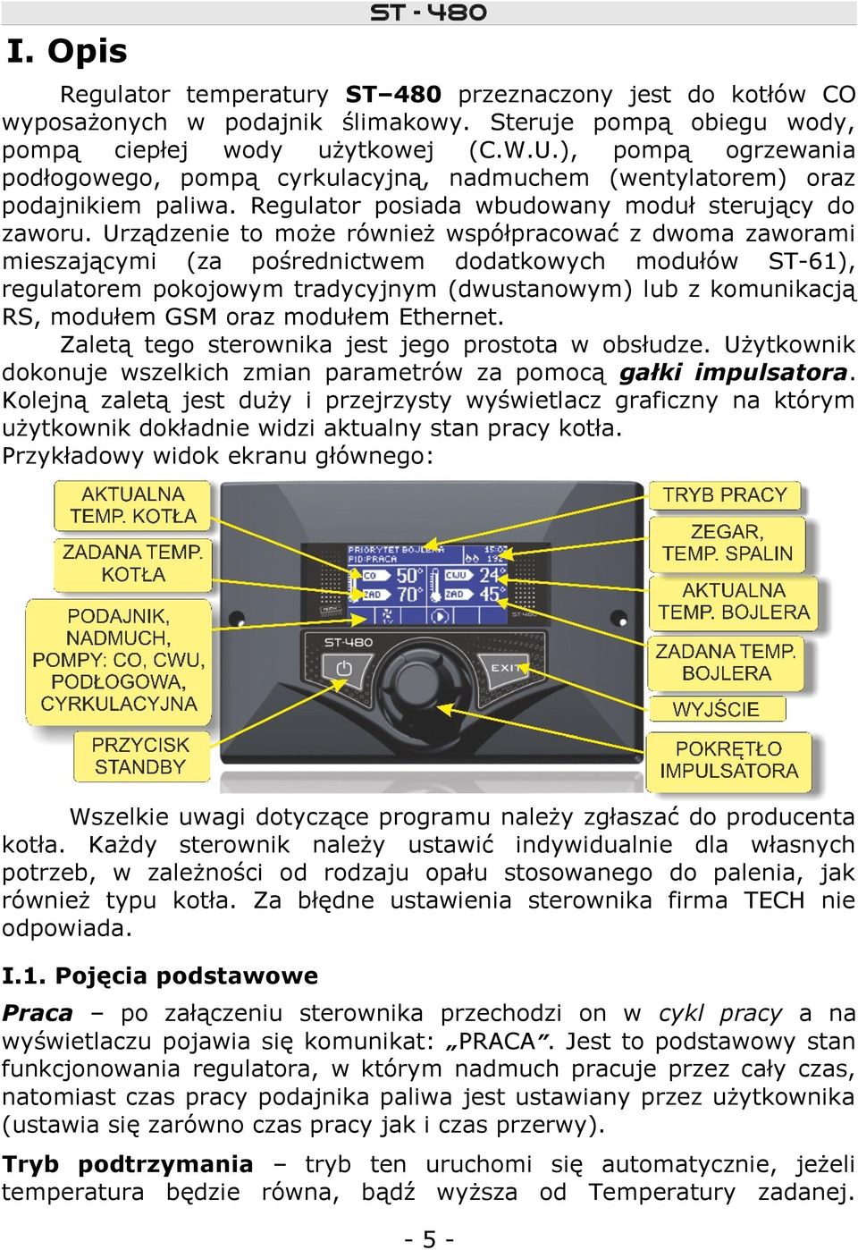 Urządzenie to może również współpracować z dwoma zaworami mieszającymi (za pośrednictwem dodatkowych modułów ST-61), regulatorem pokojowym tradycyjnym (dwustanowym) lub z komunikacją RS, modułem GSM