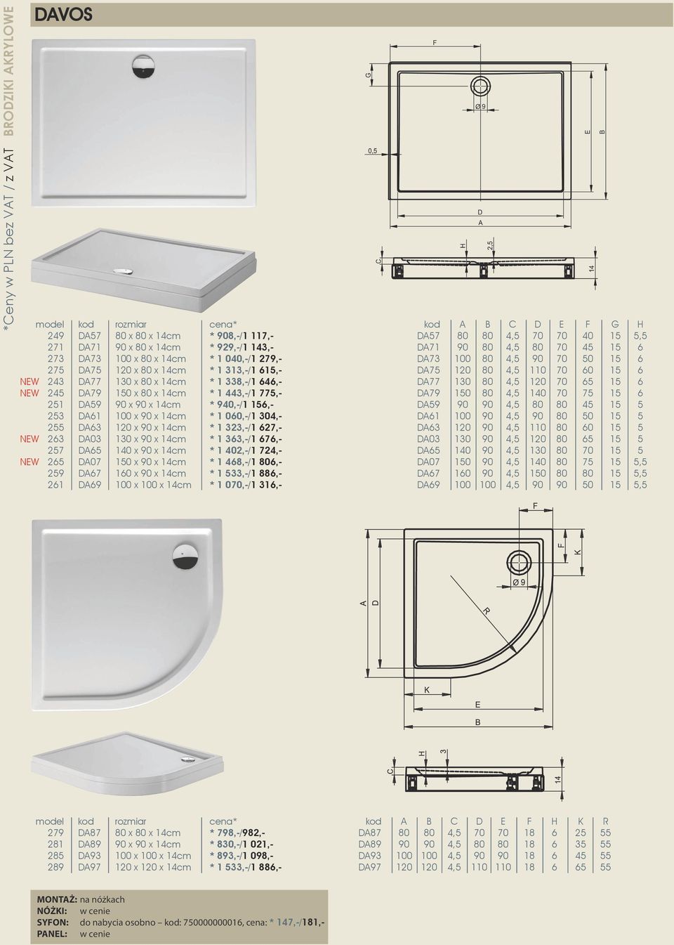 263 D03 130 x 90 x 14 * 1 363,-/1 676,- 257 D65 140 x 90 x 14 * 1 402,-/1 724,- 265 D07 150 x 90 x 14 * 1 468,-/1 806,- 259 D67 160 x 90 x 14 * 1 533,-/1 886,- 261 D69 100 x 100 x 14 * 1 070,-/1