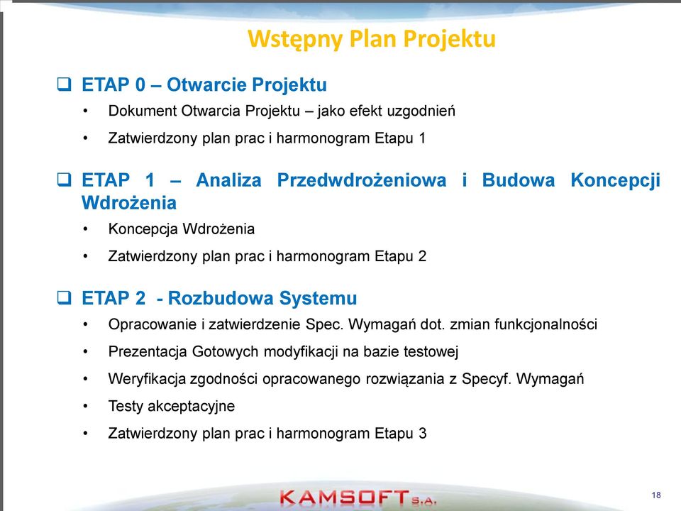 ETAP 2 - Rozbudowa Systemu Opracowanie i zatwierdzenie Spec. Wymagań dot.