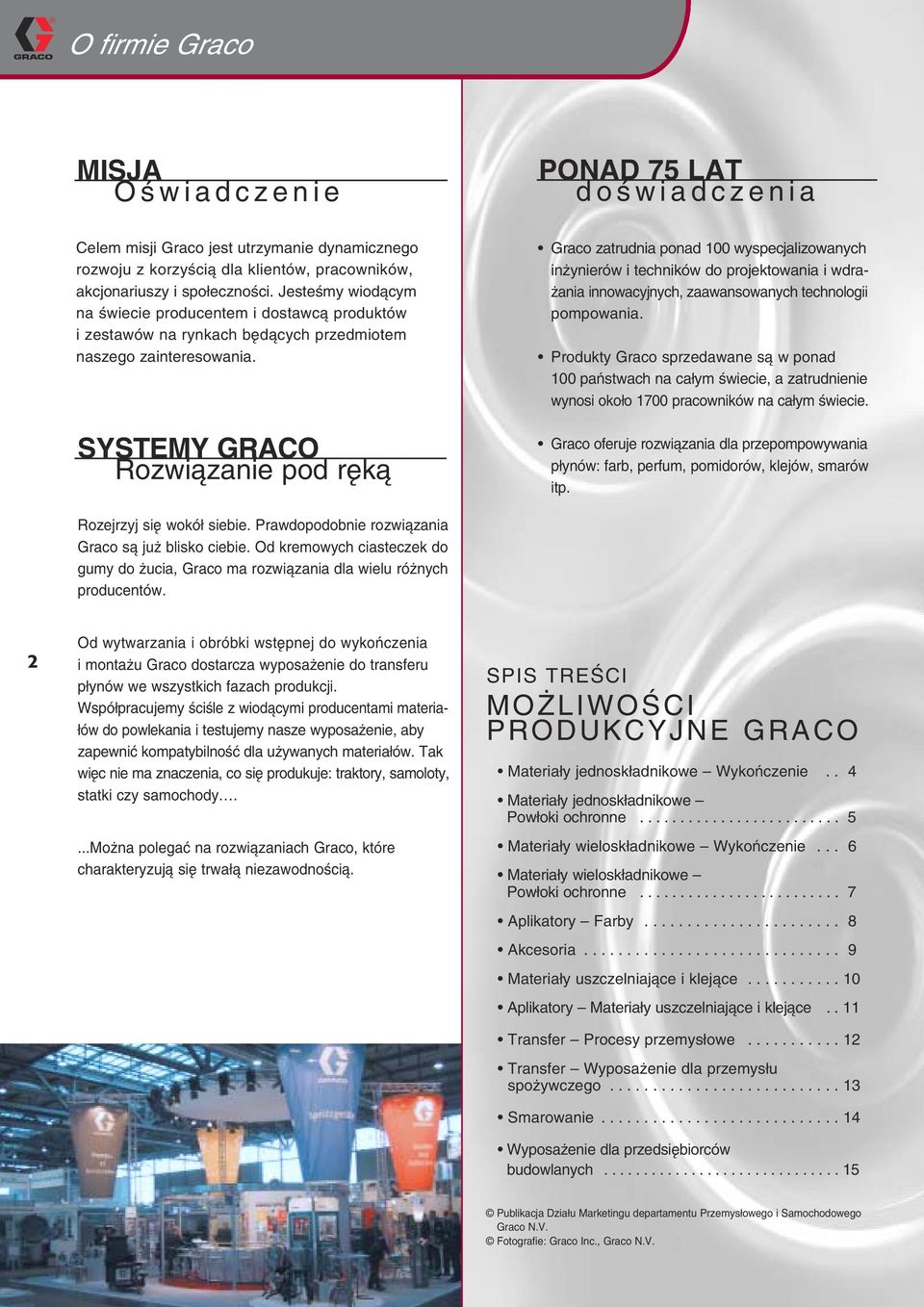 SYSTEMY GRACO Rozwi zanie pod rêk Graco zatrudnia ponad 100 wyspecjalizowanych in ynierów i techników do projektowania i wdra- ania innowacyjnych, zaawansowanych technologii pompowania.