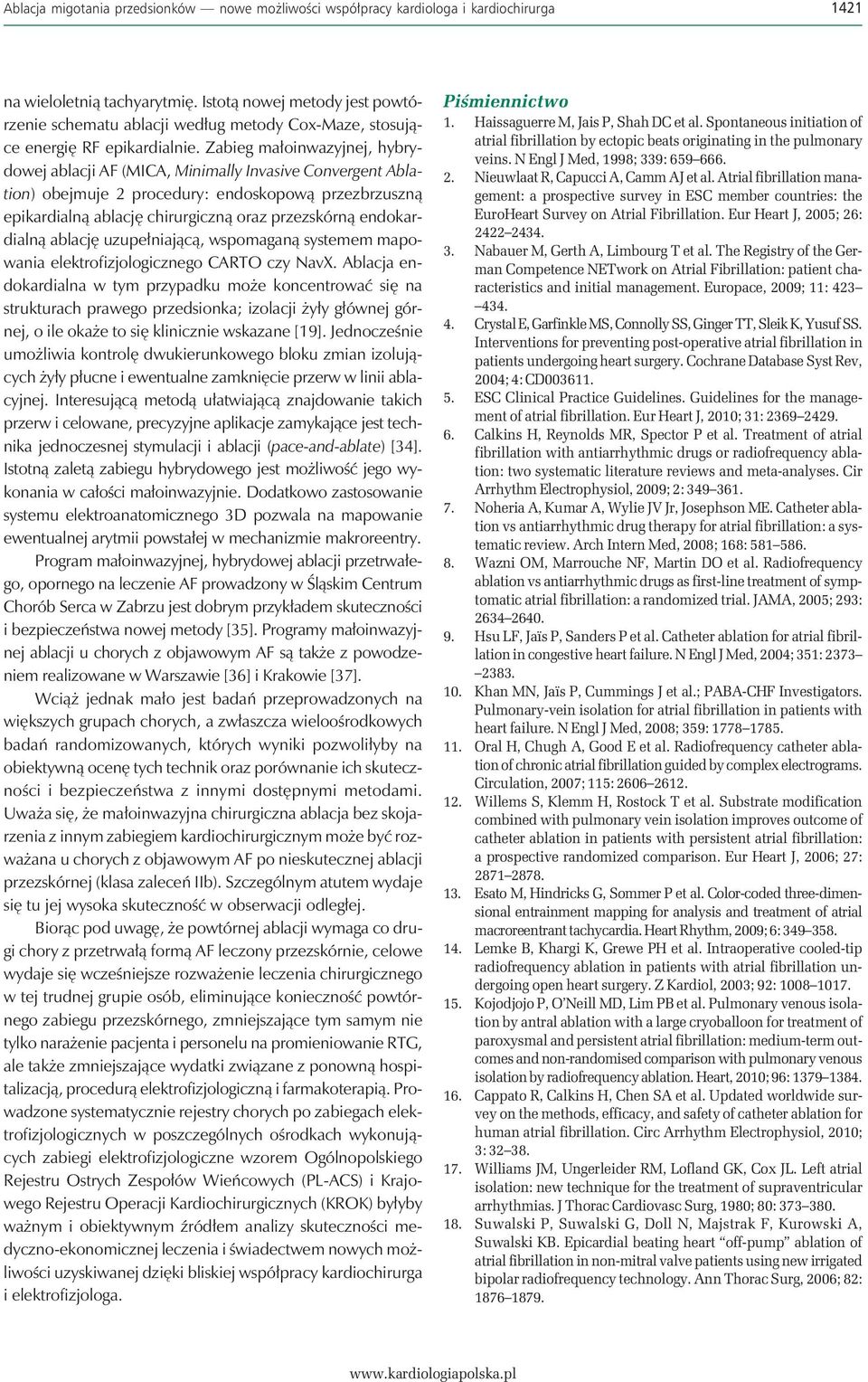Zabieg małoinwazyjnej, hybrydowej ablacji AF (MICA, Minimally Invasive Convergent Ablation) obejmuje 2 procedury: endoskopową przezbrzuszną epikardialną ablację chirurgiczną oraz przezskórną