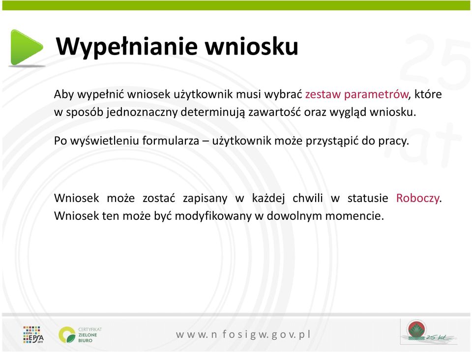 Po wyświetleniu formularza użytkownik może przystąpić do pracy.