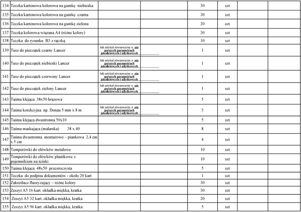 brązowa 5 szt 144 Taśma korekcyjna np.