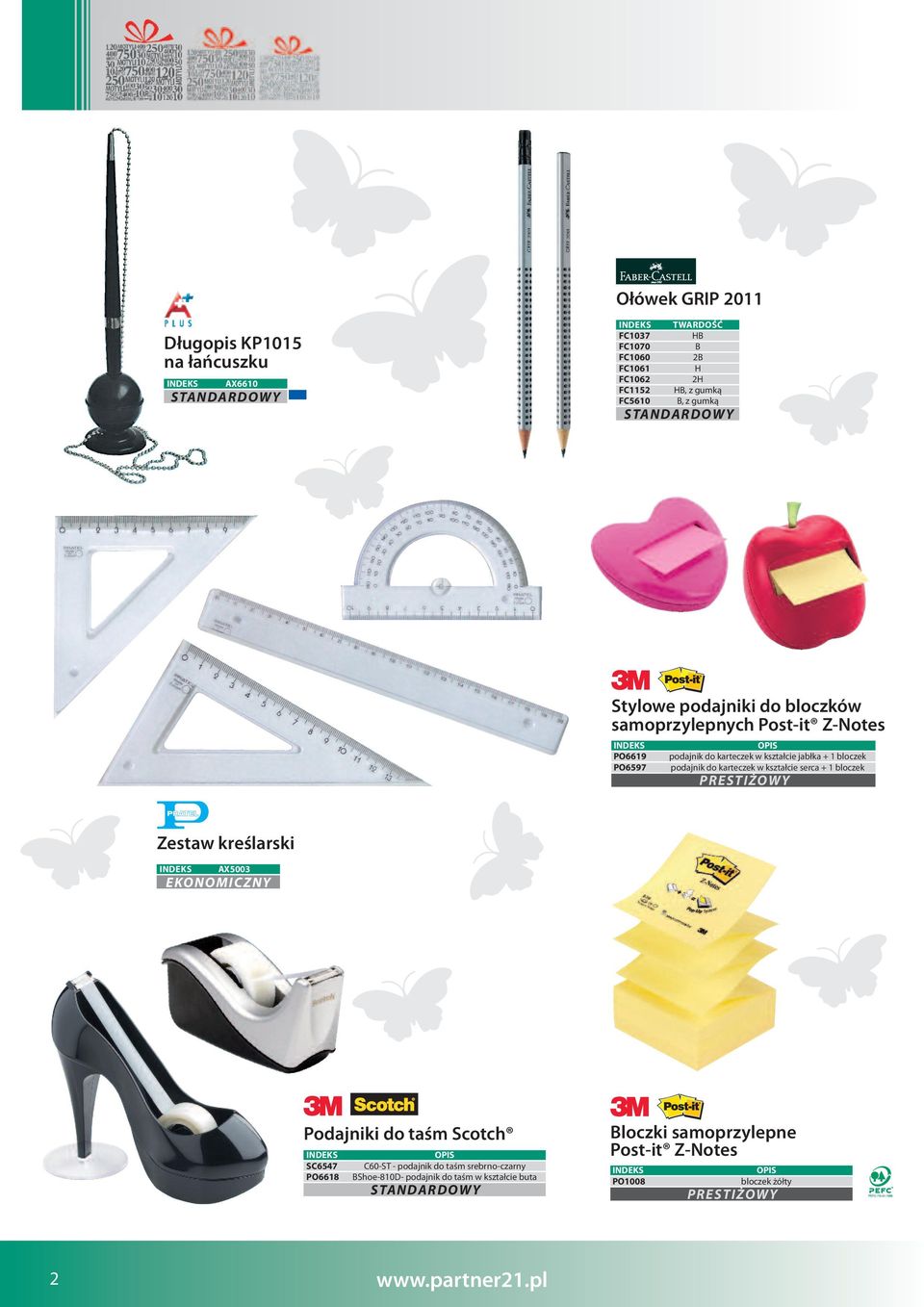 podajnik do karteczek w kształcie serca + 1 bloczek Zestaw kreślarski AX5003 EKONOMICZNY Podajniki do taśm Scotch SC6547 PO6618 C60-ST -