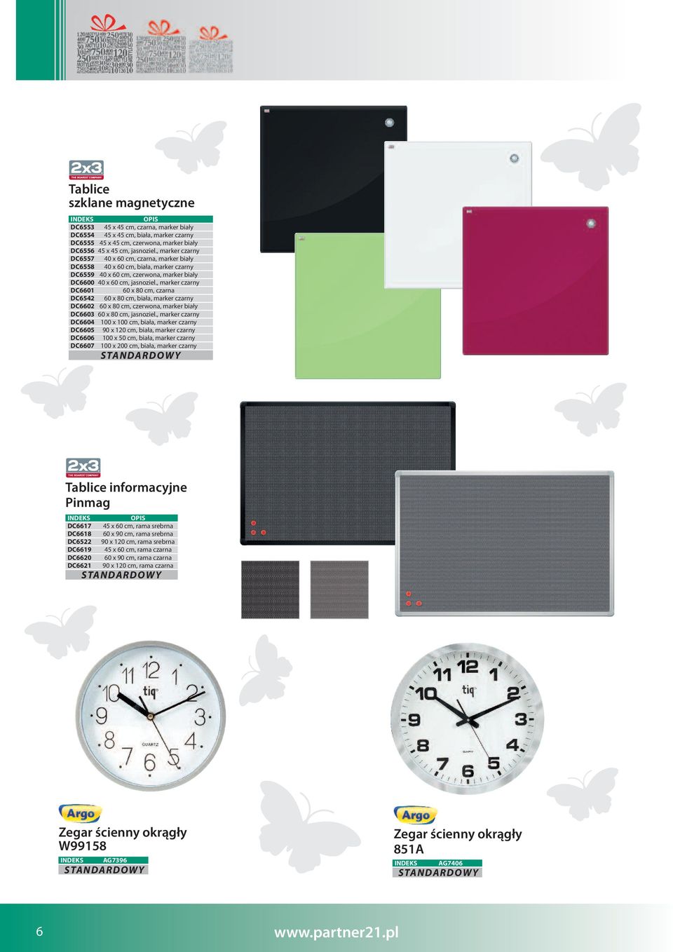 , marker czarny DC6601 60 x 80 cm, czarna DC6542 60 x 80 cm, biała, marker czarny DC6602 60 x 80 cm, czerwona, marker biały DC6603 60 x 80 cm, jasnoziel.