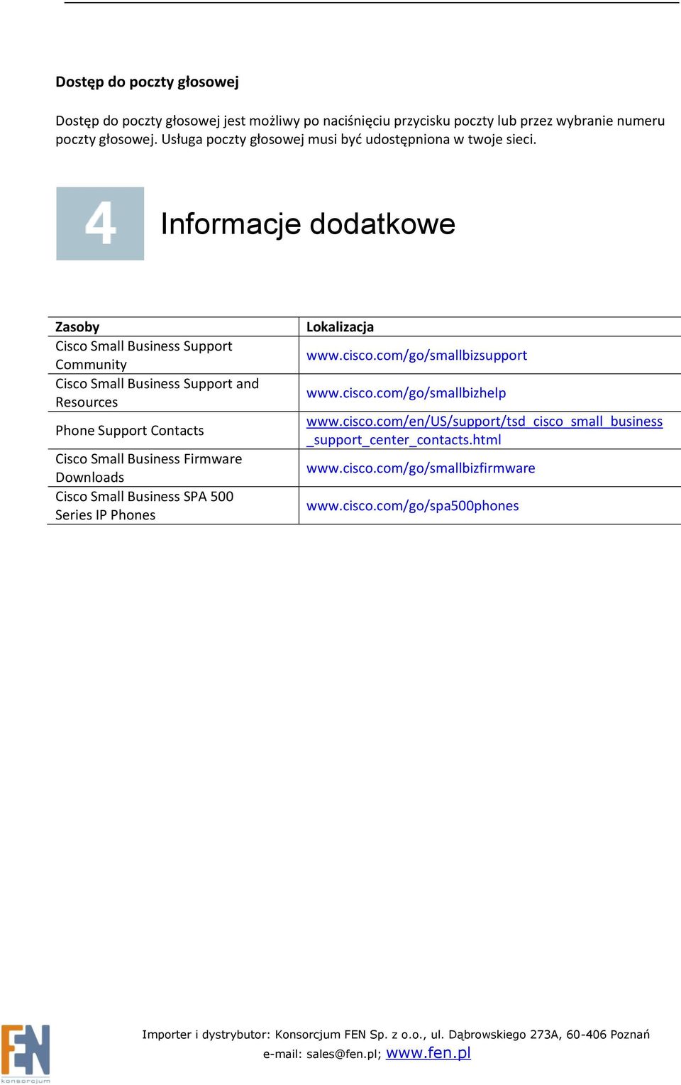 Informacje dodatkowe Zasoby Cisco Small Business Support Community Cisco Small Business Support and Resources Phone Support Contacts Cisco Small Business