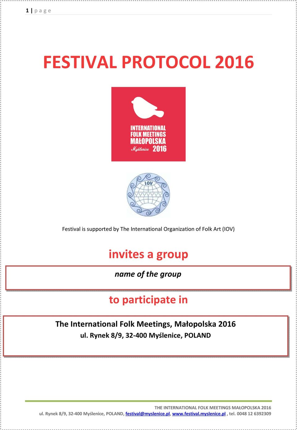name of the group to participate in The International Folk