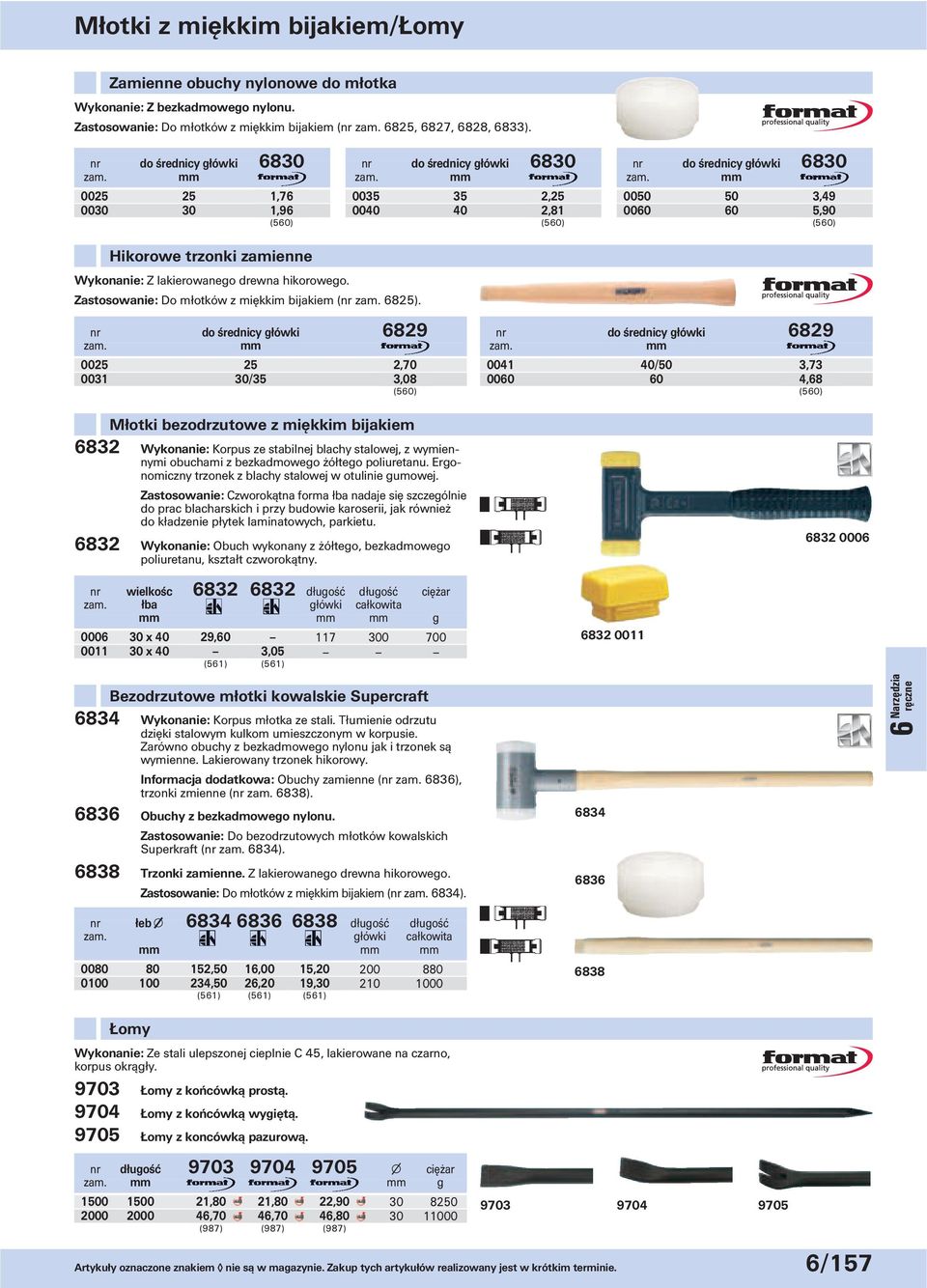 hikorowego. Zastosowanie: Do młotków z miękkim bijakiem (nr 6825).
