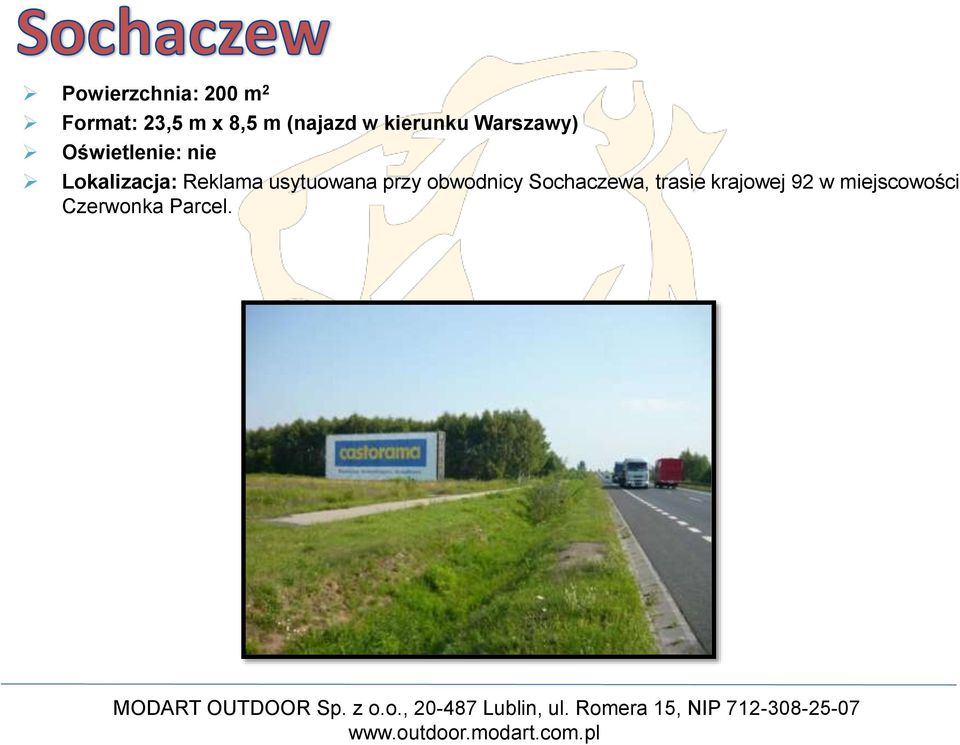 obwodnicy Sochaczewa, trasie krajowej 92 w miejscowości Czerwonka