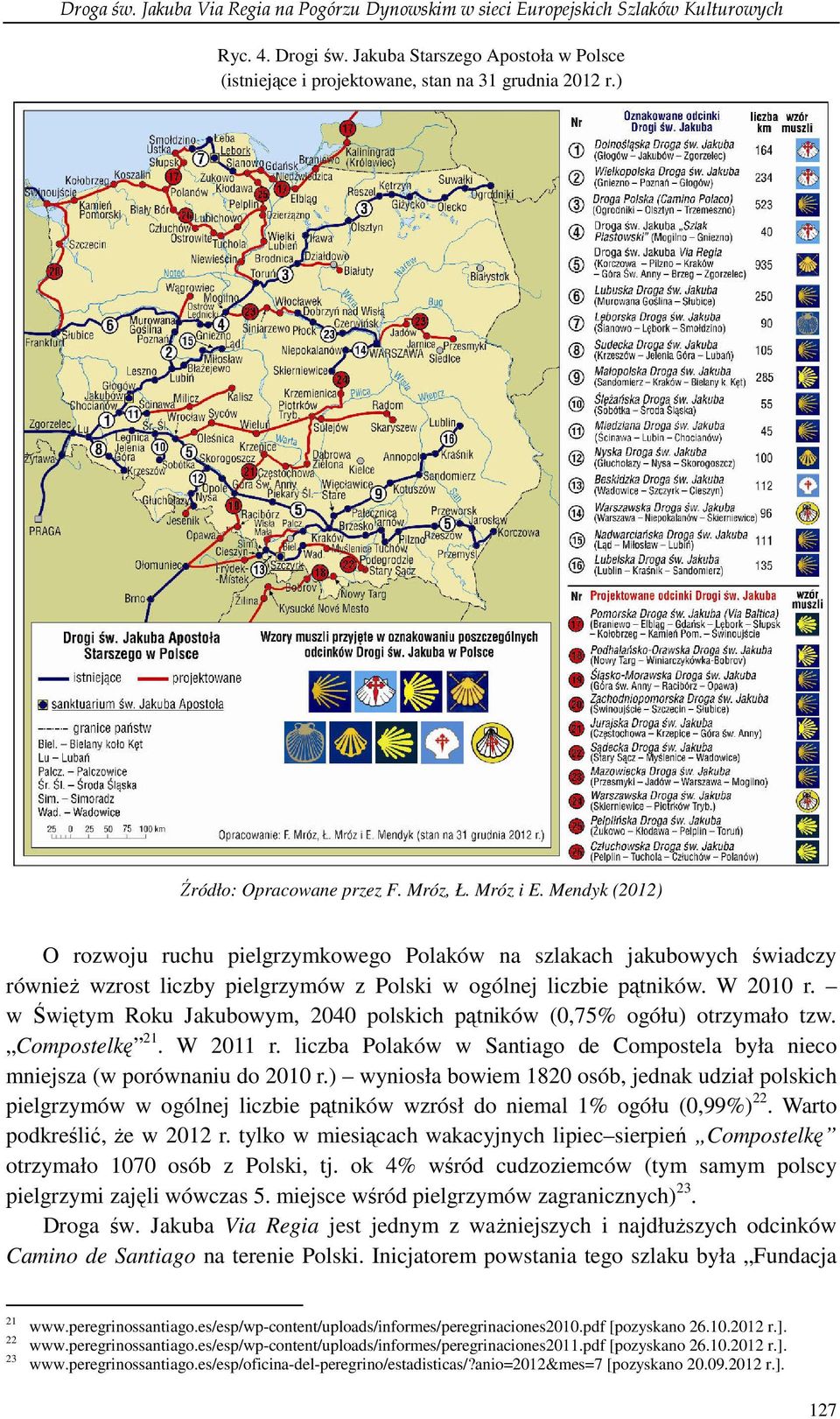 Mendyk (2012) O rozwoju ruchu pielgrzymkowego Polaków na szlakach jakubowych świadczy równieŝ wzrost liczby pielgrzymów z Polski w ogólnej liczbie pątników. W 2010 r.