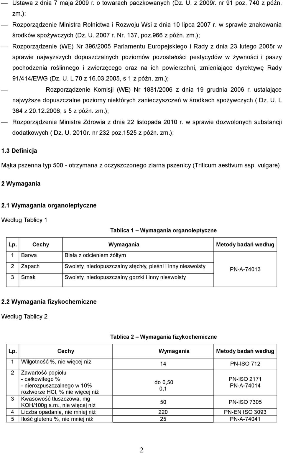 ); Rozporządzenie (WE) Nr 396/2005 Parlamentu Europejskiego i Rady z dnia 23 lutego 2005r w sprawie najwyższych dopuszczalnych poziomów pozostałości pestycydów w żywności i paszy pochodzenia