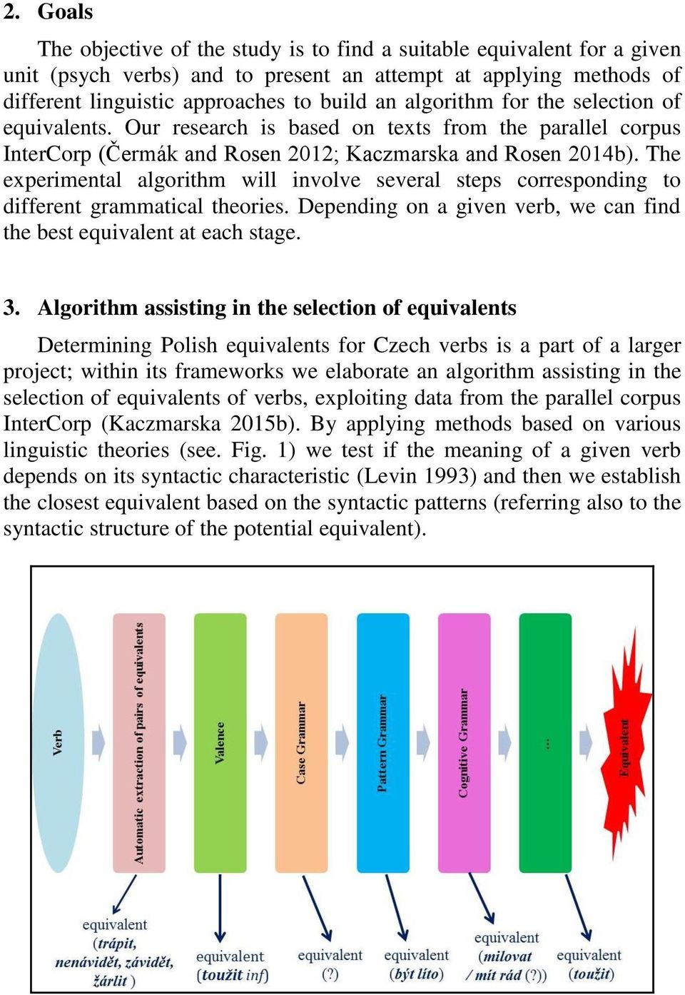 The experimental algorithm will involve several steps corresponding to different grammatical theories. Depending on a given verb, we can find the best equivalent at each stage. 3.