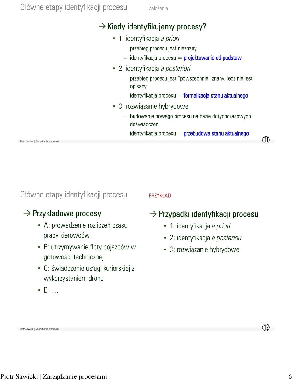 identyfikacja = formalizacja stanu aktualnego 3: rozwiązanie hybrydowe budowanie nowego na bazie dotychczasowych doświadczeń identyfikacja = przebudowa stanu aktualnego 11 Główne etapy