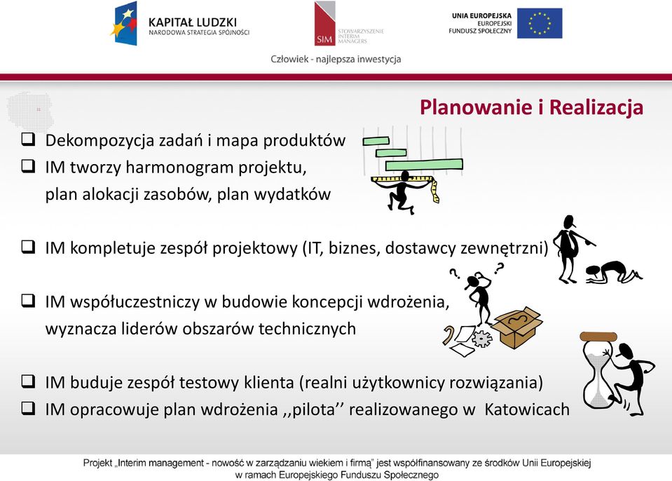 współuczestniczy w budowie koncepcji wdrożenia, wyznacza liderów obszarów technicznych IM buduje zespół