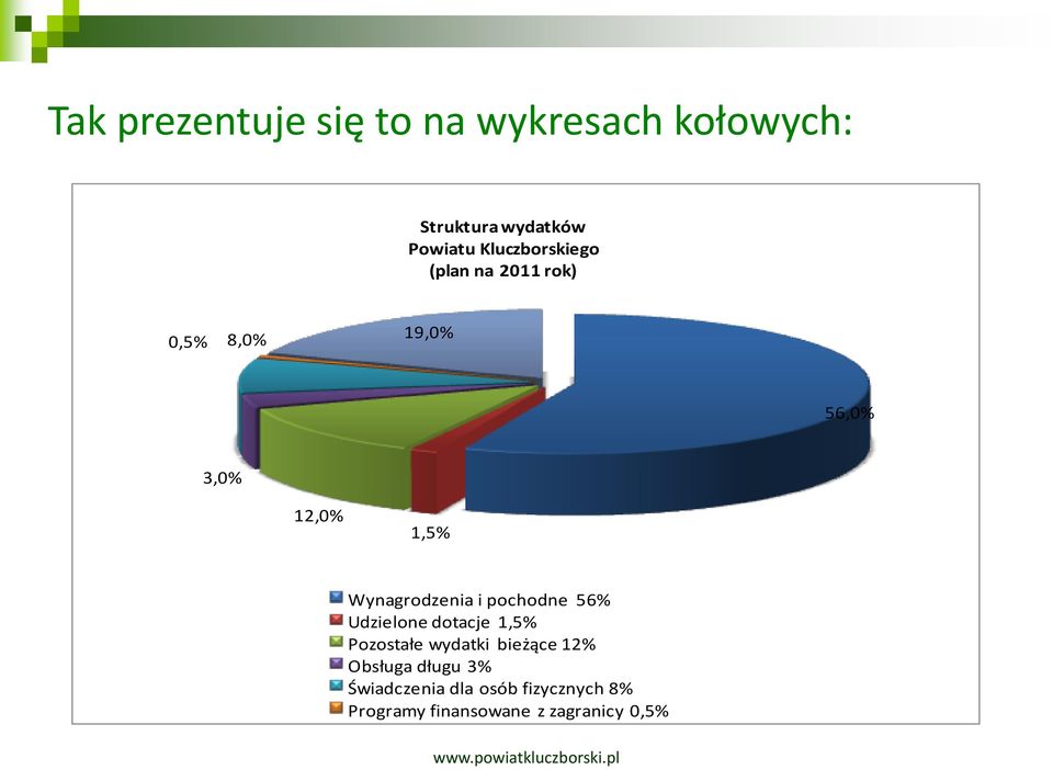 Wynagrodzenia i pochodne 56% Udzielone dotacje 1,5% Pozostałe wydatki bieżące