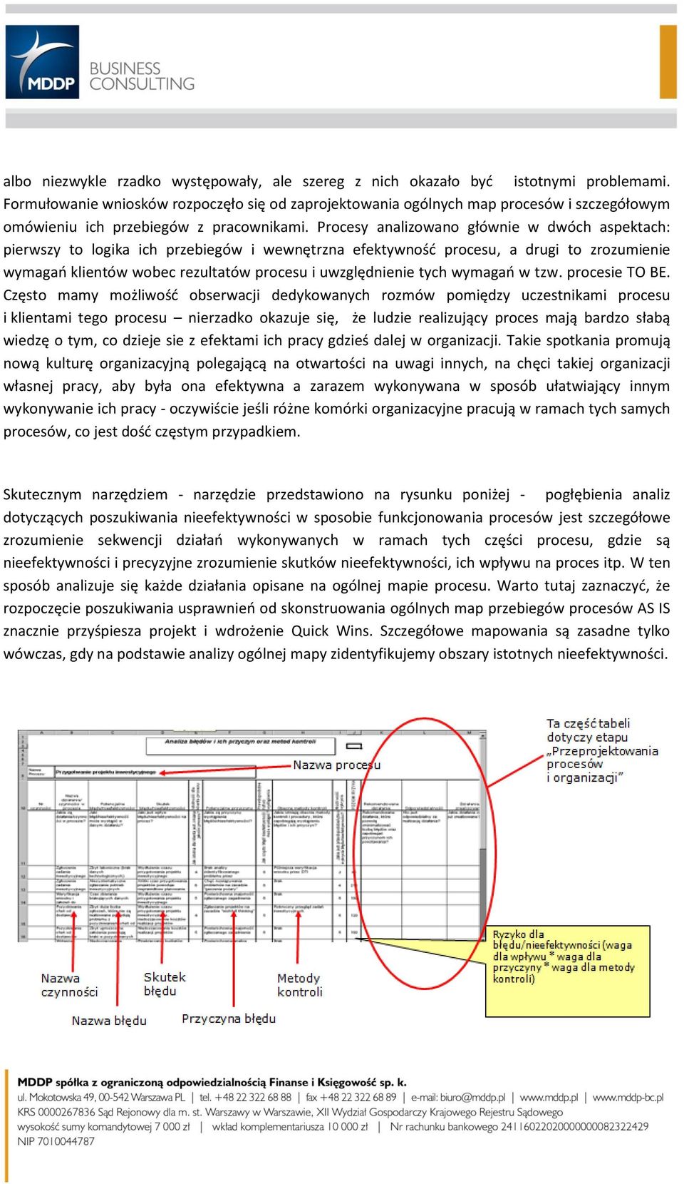 Procesy analizowano głównie w dwóch aspektach: pierwszy to logika ich przebiegów i wewnętrzna efektywność procesu, a drugi to zrozumienie wymagań klientów wobec rezultatów procesu i uwzględnienie