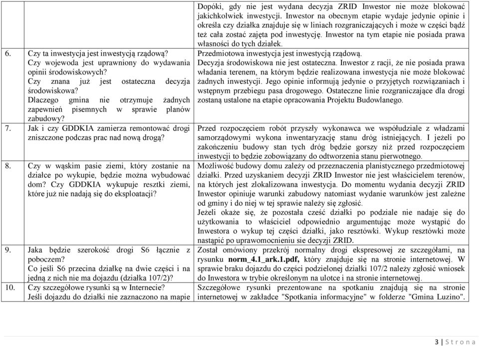 Czy w wąskim pasie ziemi, który zostanie na działce po wykupie, będzie można wybudować dom? Czy GDDKIA wykupuje resztki ziemi, które już nie nadają się do eksploatacji? 9.
