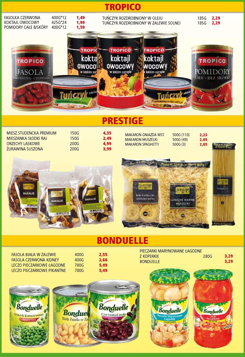 STUDENCKA PREMIUM MIESZANKA SŁODKI RAJ ORZECHY LASKOWE ŻURAWINA SUSZONA 150G 150G 200G 200G 4,35 2,49 4,99 MAKARON GNIAZDA WST.