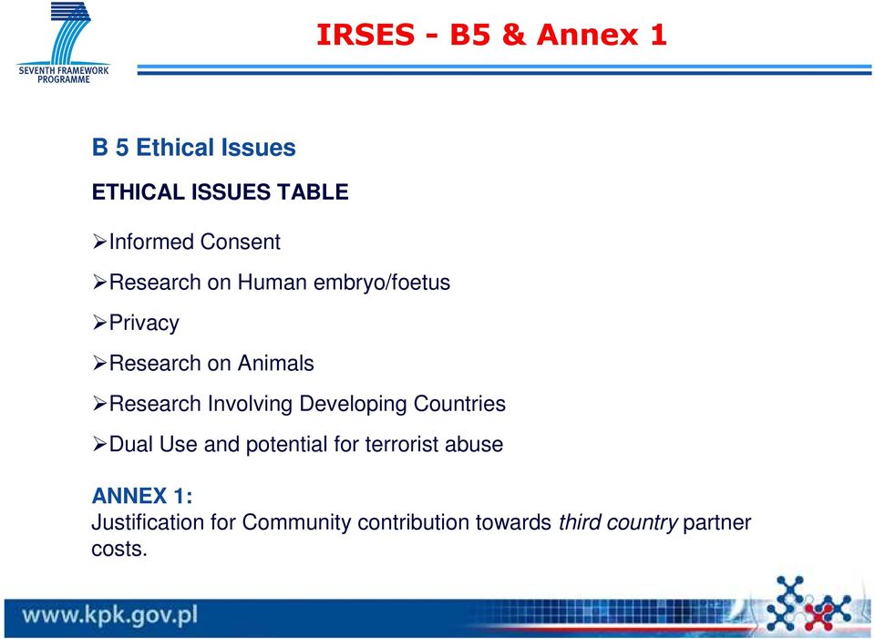 Involving Developing Countries Dual Use and potential for terrorist abuse