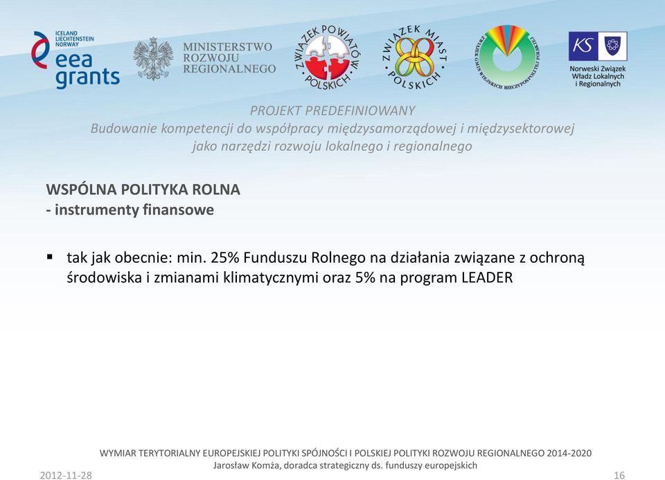 25% Funduszu Rolnego na działania związane z