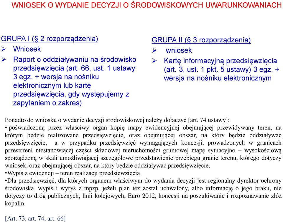 5 ustawy) 3 egz. + wersja na nośniku elektronicznym Ponadto do wniosku o wydanie decyzji środowiskowej należy dołączyć [art.