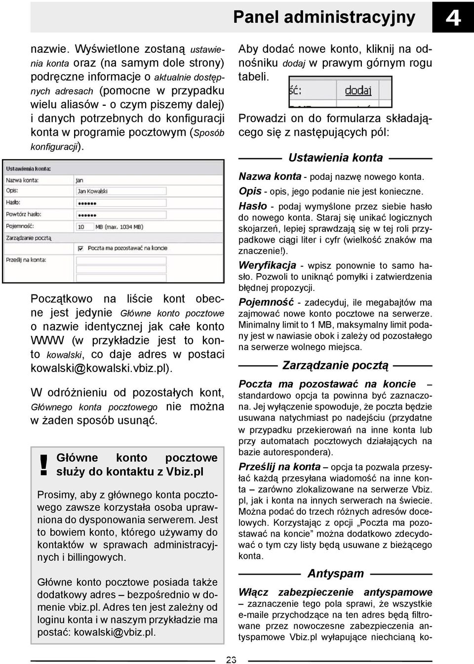 do konfiguracji konta w programie pocztowym (Sposób konfiguracji).