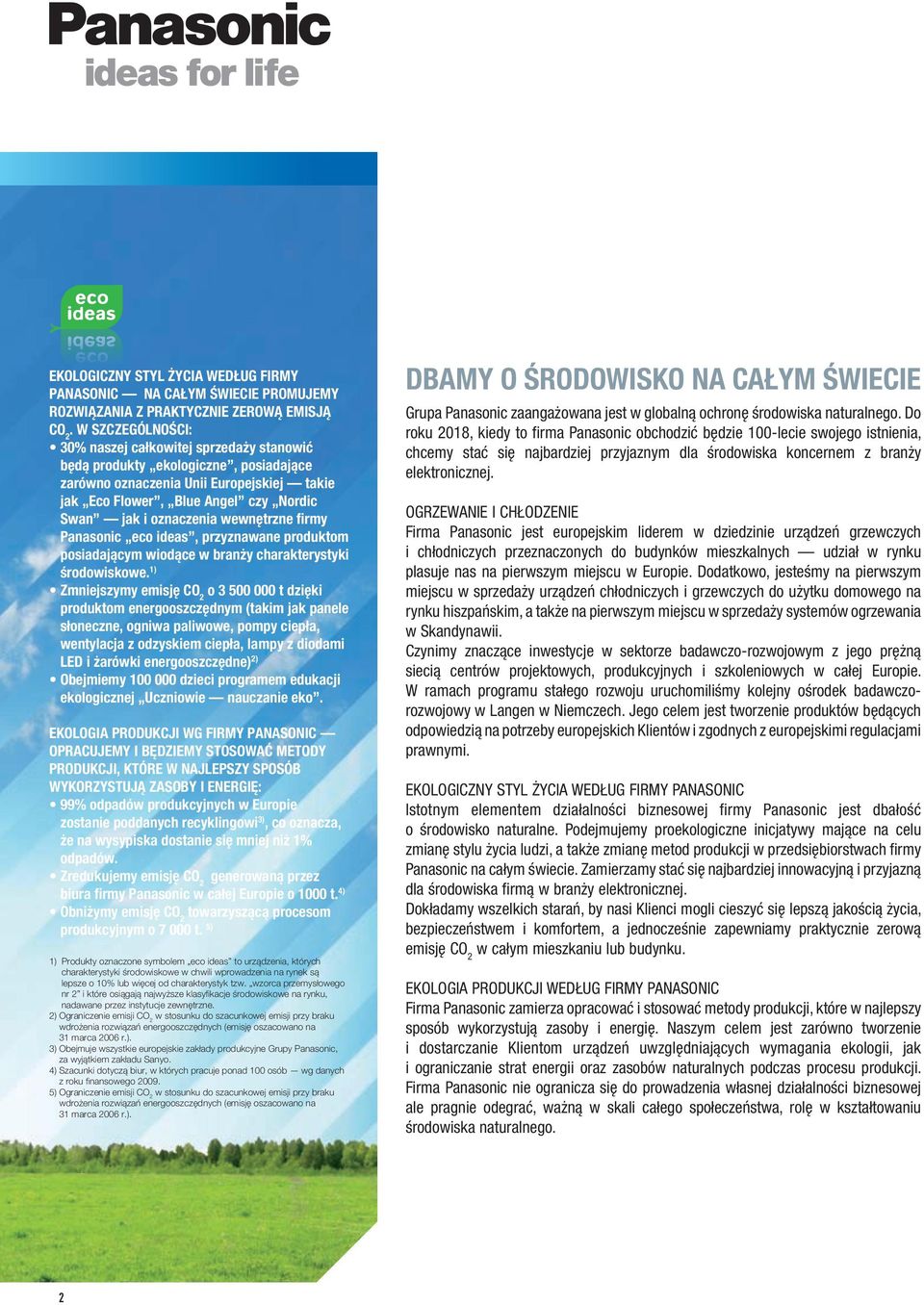 wewnętrzne firmy Panasonic eco ideas, przyznawane produktom posiadającym wiodące w branży charakterystyki środowiskowe.
