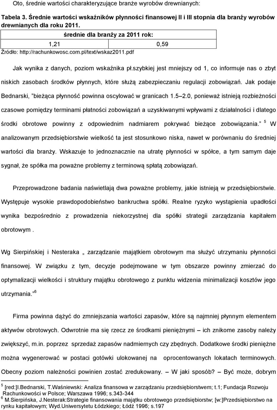 szybkiej jest mniejszy od 1, co informuje nas o zbyt niskich zasobach środków płynnych, które służą zabezpieczaniu regulacji zobowiązań.