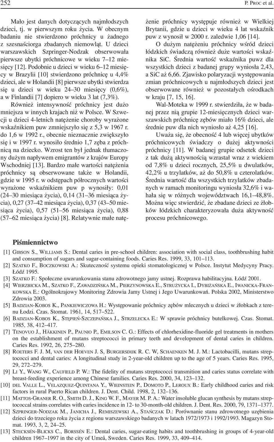 Podobnie u dzieci w wieku 6 12 miesię cy w Brazylii [10] stwierdzono próchnicę u 4,4% dzieci, ale w Holandii [8] pierwsze ubytki stwierdza się u dzieci w wieku 24 30 miesięcy (0,6%), a w Finlandii